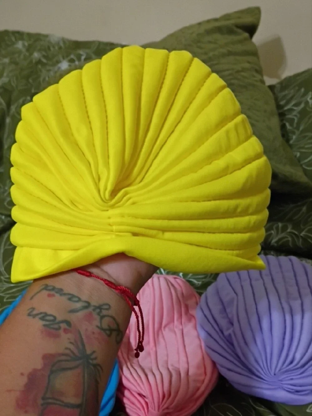 Kids Soft Pleated Turban Hat - Yellow, Blue, Pink, Purple